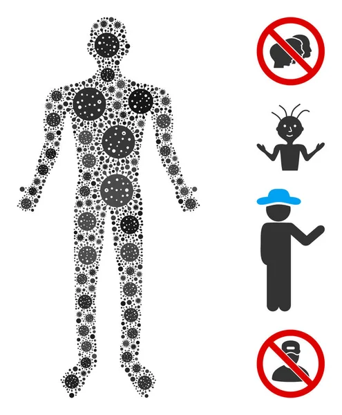 Lidská mozaika ikon CoronaVirus — Stockový vektor