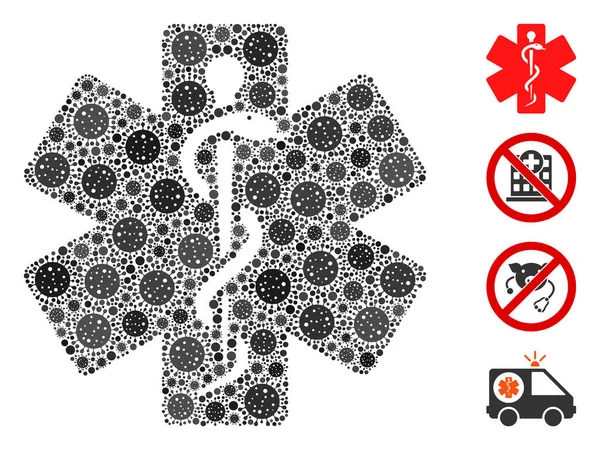 Collage de emblemas médicos de artículos de CoronaVirus — Vector de stock