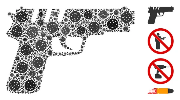 Zuigerpistool Mozaïek van CoronaVirus Elementen — Stockvector