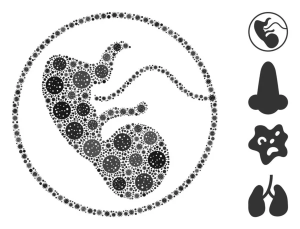 Kolaż prenatalny ikon koronawirusów — Wektor stockowy