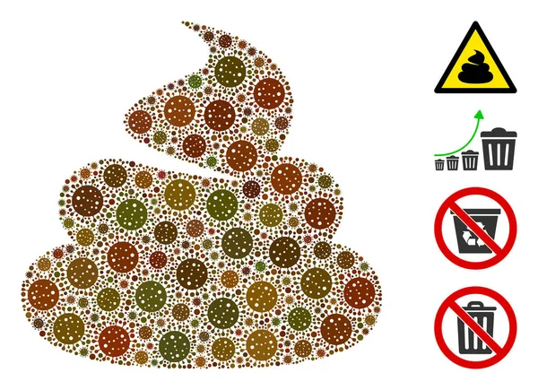 Merda Mosaico di icone CoronaVirus — Vettoriale Stock