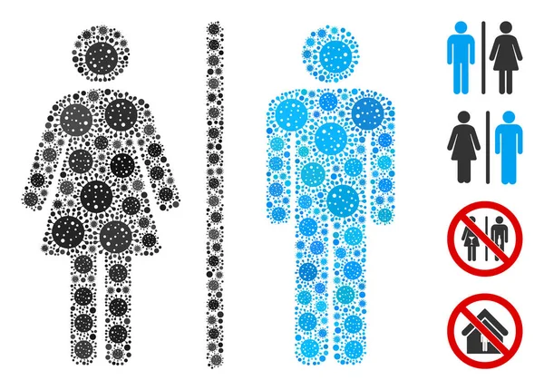 Toilet Persons Collage of CoronaVirus Items - Stok Vektor