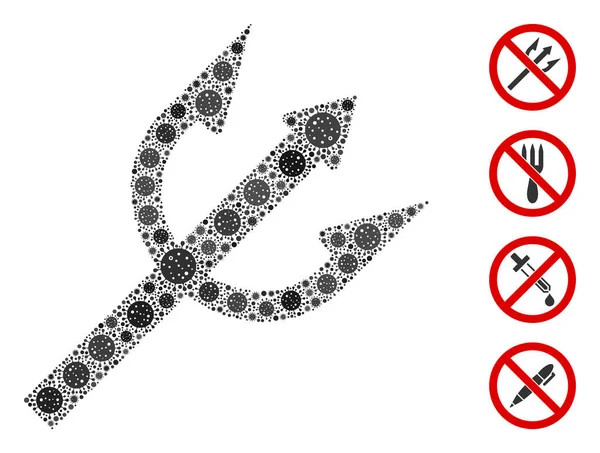 CoronaVirus Icons的Trident Fork Mosaic — 图库矢量图片