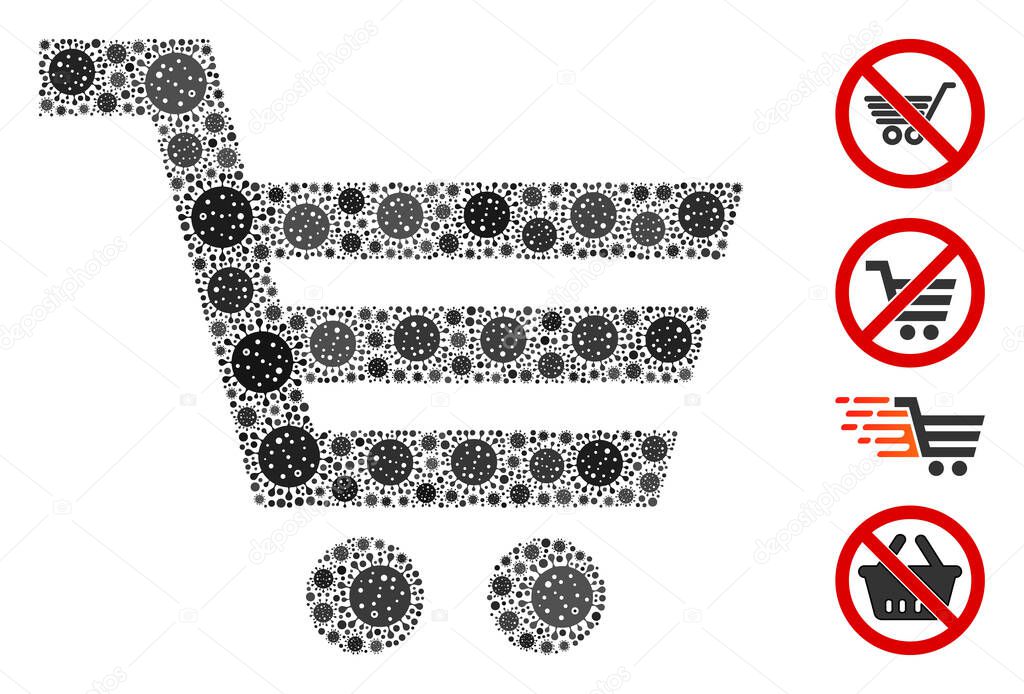 Shopping Cart Mosaic of Covid Virus Elements