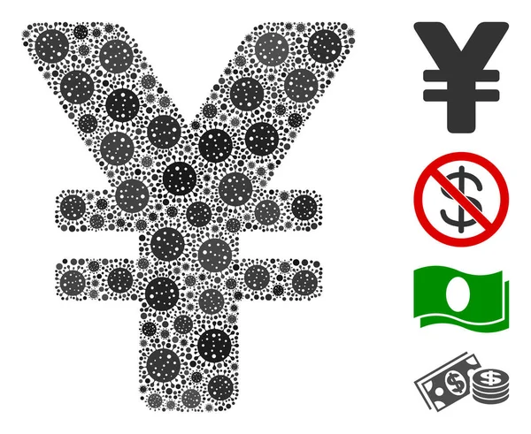 Yen Mosaïque des éléments du CoronaVirus — Image vectorielle