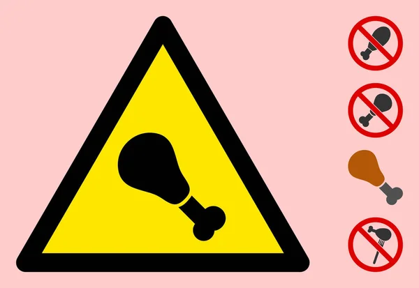 Icona del segno del triangolo di avvertimento della gamba di pollo vettoriale — Vettoriale Stock