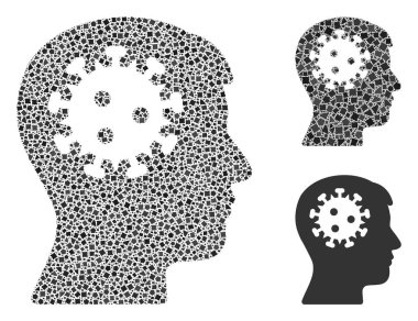 Eşit Olmayan Zihinsel Koronavirüs Simgesi Mozaiği