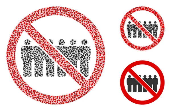 Tremulante Stop People Line Icono del mosaico — Vector de stock