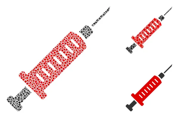 Colagem de ícones de seringa irregular —  Vetores de Stock