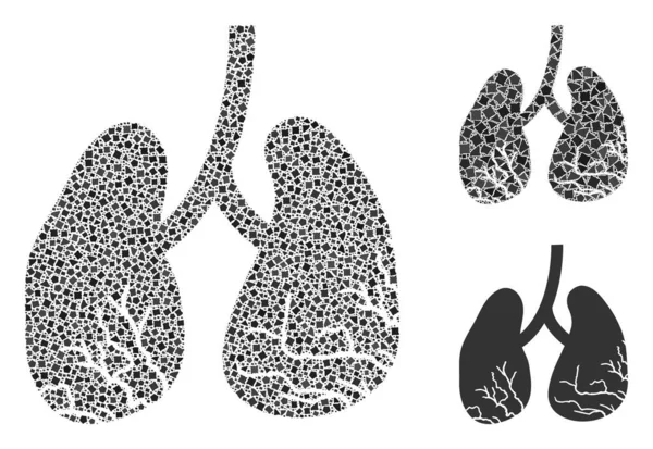 Collage con icona del cancro polmonare tremante — Vettoriale Stock