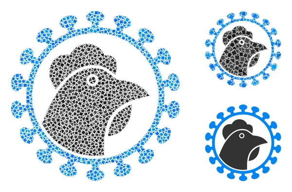 Rough Chicken Flu Virus Icon Mosaic — Stock Vector