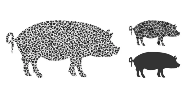 Collage de iconos porcinos harapientos — Vector de stock