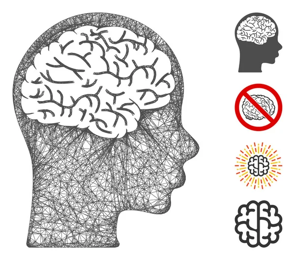 Cérebro Web Vector Mesh Ilustração — Vetor de Stock