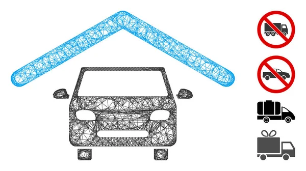 Ilustración de malla vectorial web de techo de coche — Vector de stock