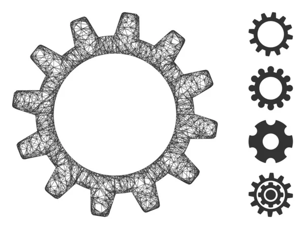 Cogwheel Web Vector Mesh Illustration — Stock vektor