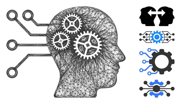 Cyborg Interfaz Circuito Web Vector Mesh Ilustración — Vector de stock