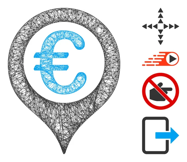 Euro Geotargeting Web Vector Mesh Illustration — Stock Vector