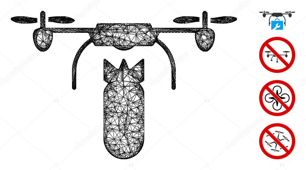 Drone Bomber Web Vector Mesh Illustration