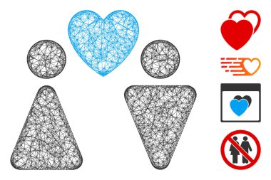 Aşk Çifti Web Vektör Ağ İllüstrasyonu