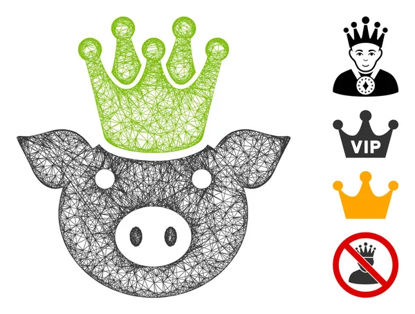 Illustration de maille vectorielle Web King Pig — Image vectorielle