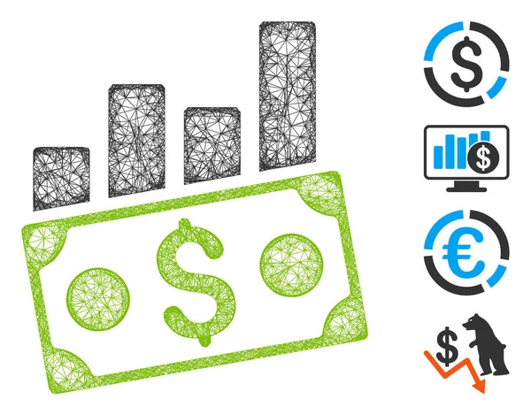 Geld grafieken Web Vector Mesh Illustratie — Stockvector