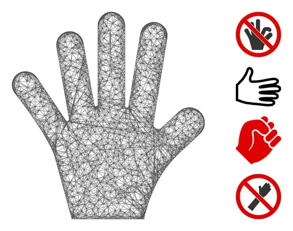 Palm Fingers Web Vector Mesh Ilustração — Vetor de Stock