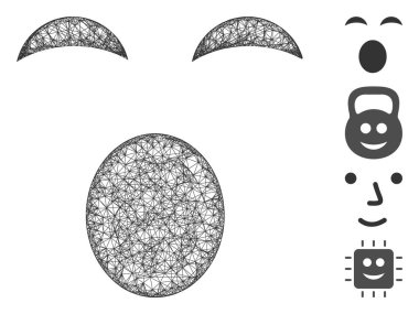 Uykulu Gülücük Ağı Vektör Ağ Çizimi