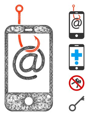 Smartphone E- posta Phishing Web Vektör Ağ İllüstrasyonu