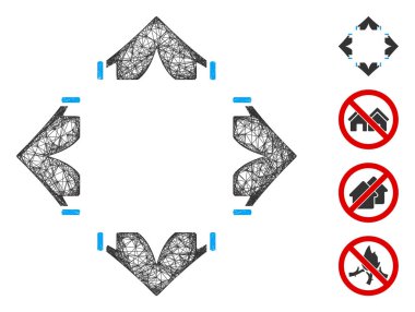 Çadır Kampı Web Vektör Ağ İllüstrasyonu