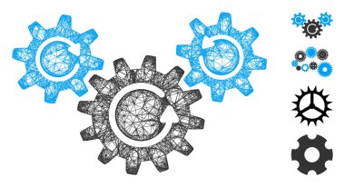 Aktarım Tekerlekleri Döndürme Web Vektör Ağ İllüstrasyonu