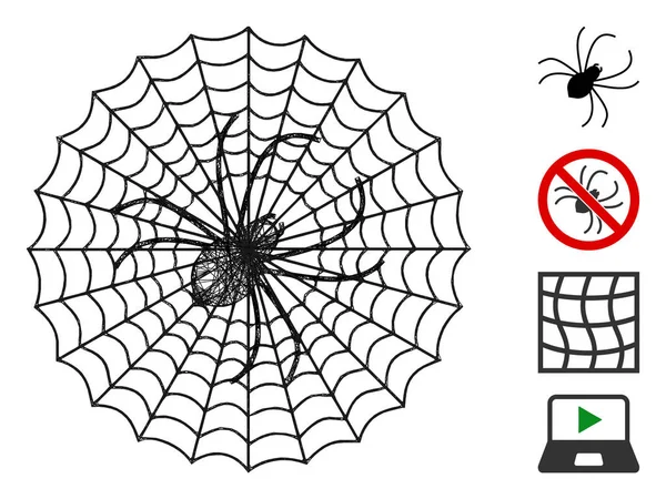Spider Net Web Vector Mesh Illustration — Stock Vector