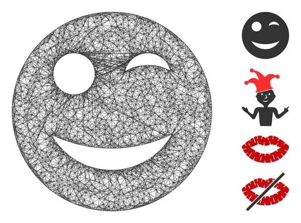 Wink Smiley Web向量Mesh Illustration — 图库矢量图片