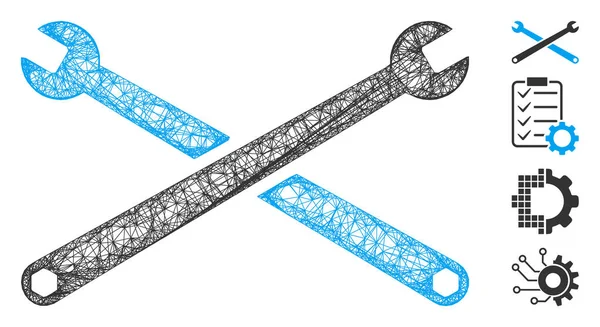 Wrenches Web Vector Mesh Ilustração — Vetor de Stock