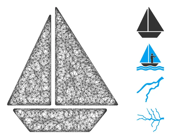 Yacht Web Vector Mesh Ilustración — Vector de stock