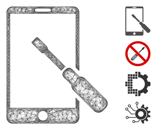 智能手机调优螺丝刀Web向量网格说明 — 图库矢量图片