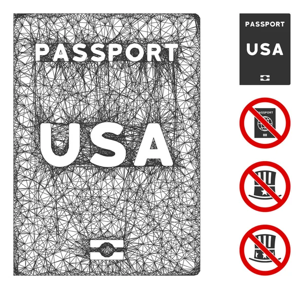 American Passport Web Vector Mesh Ilustración — Vector de stock