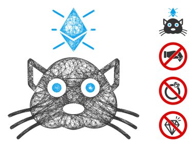 Ethereum Crypto Kitty Web Vektör Ağ İllüstrasyonu