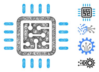 İşlemci Devresi Web Vektör Ağ İllüstrasyonu