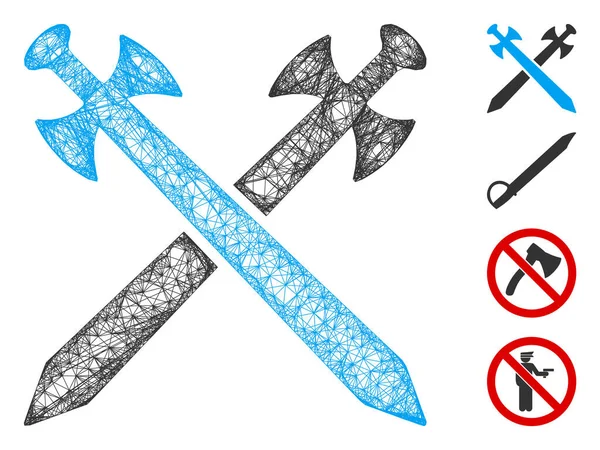 Swords Web Vector Mesh εικονογράφηση — Διανυσματικό Αρχείο