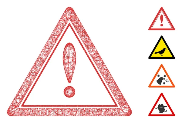 Warning Triangle Web Vector Mesh Illustration — Stock Vector