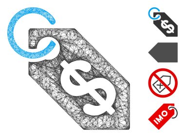 Dolar Etiketi Web Vektör Ağ İllüstrasyonu