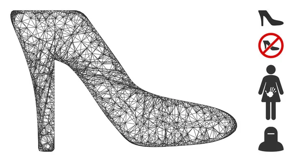 Lady Shoe Web Vector Mesh Ilustração — Vetor de Stock