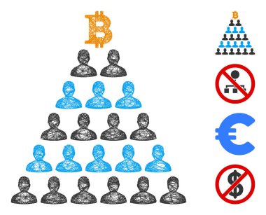 Bitcoin Ponzi Piramit Web Vektör Ağ İllüstrasyonu