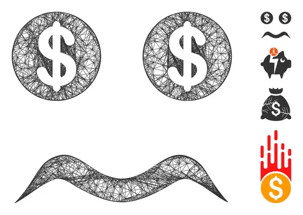 Bankrupt Smiley Web Vector Mesh Ilustração — Vetor de Stock