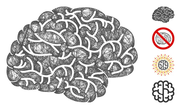Brain Web Vector Mesh Illustration — Stock Vector
