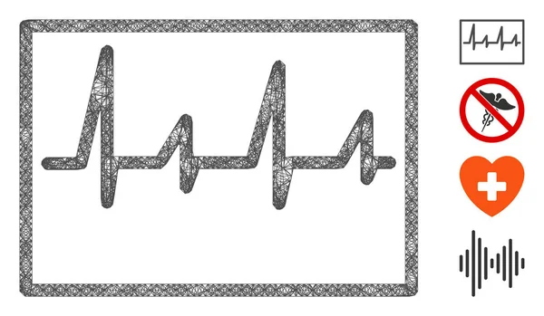 Illustration de maille vectorielle Web de cardiogramme — Image vectorielle