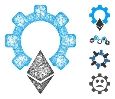 Ethereum Gear Web Vektör Ağ İllüstrasyonu