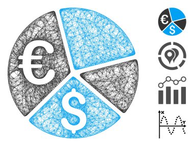Euro ve Dolarlık Turta Çizelgesi Web Vektör Ağ İllüstrasyonu