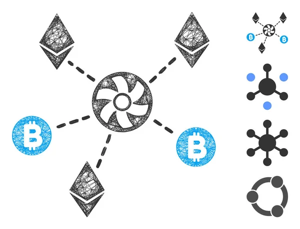 Kryptowährung Blender Rotor Web Vector Mesh Illustration — Stockvektor