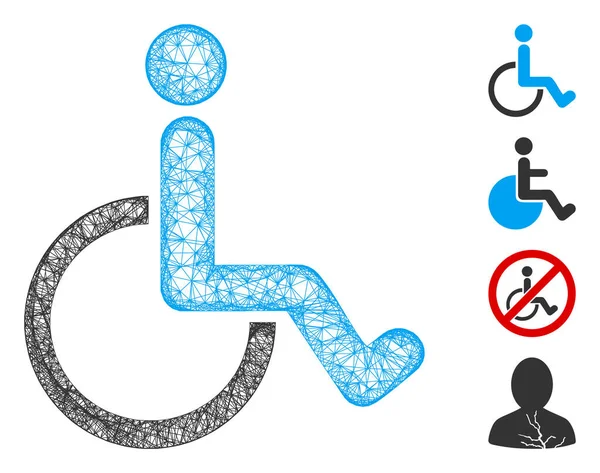 Disabled Person Web Vector Mesh Illustration — Stock Vector